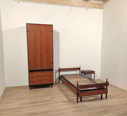 Fratelli, Proserpio, Flli, Proserpio, FratelliProserpio, Proserpio, brothers, letto, comodino, armadio, legno, teak, palissandro, anni60, 1960s, Italy, design, brianza, lombardia, Milano, design, 