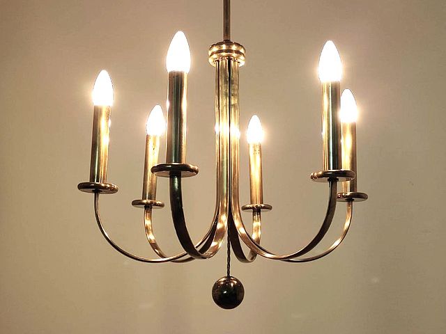 Guglielmo, Ulrich, lampada, 6luci, sei, luci, ottone, brass, lamp, Italia, Italy, lighting, design, 1950s, anni50, 