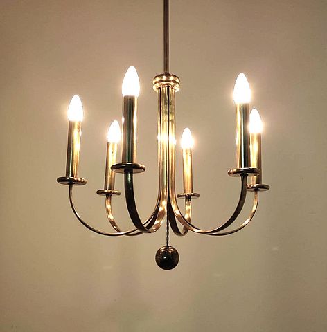 Guglielmo, Ulrich, lampada, 6luci, sei, luci, ottone, brass, lamp, Italia, Italy, lighting, design, 1950s, anni50, 